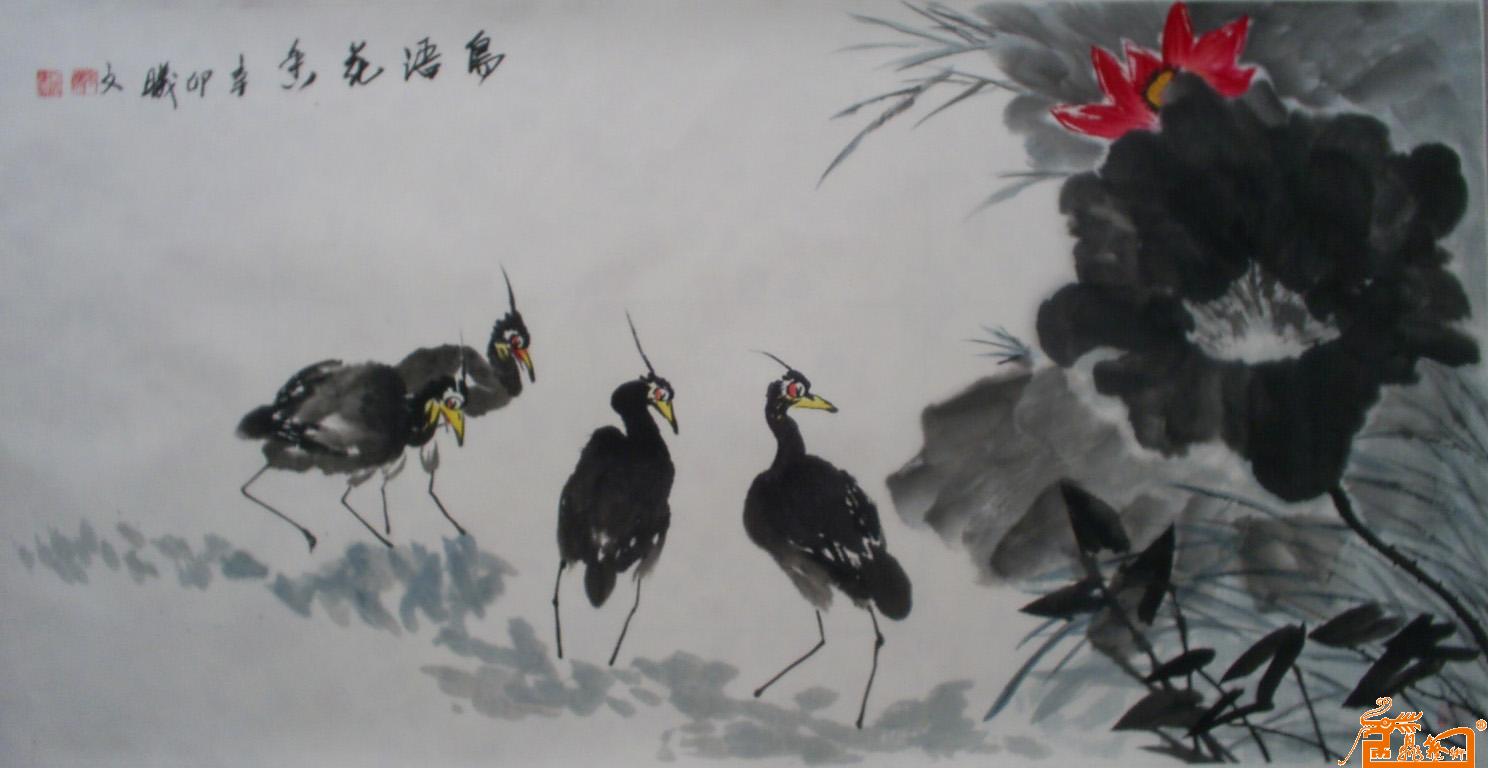 张曦文国画--《鸟语花香》